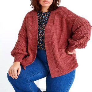 Madewell Bobble Cardigan Sweater in Rose Pink